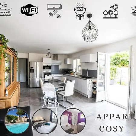 Apartment Cosyfamily Rdc 6pers-piscine-jardin- Barbecue- Toppros Conciergerie *
